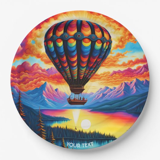 Fantasie Schattigee Vivid Hete Luchtballon Papieren Bordje (Voorkant)