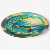 Fantasie Schattigee Vivid Turtle Zee Waves Papieren Bordje (Gekanteld)