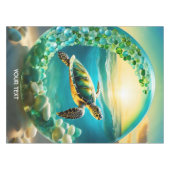 Fantasie Schattigee Vivid Turtle Zee Waves Tafelkleed (Voorkant (Horizontaal))