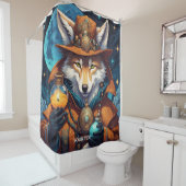 Fantasie Schattigee Vivid Wolf Wizard Potions Douchegordijn (In situ)