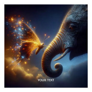 Fantasie Schattigee vlinder Baby olifant Perfect Poster