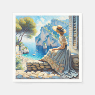 Fantasie Schattigee Waterverf Vrouwen Zee Servet