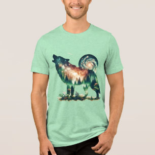 Fantasie Schattigee Wolf Dubbele Expositie Tri-Blend Shirt