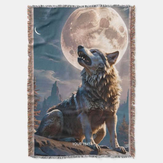 Fantasie Schattigee wolf huilen naar maan Deken (Voorkant Verticaal)
