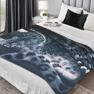 Fantasie Sneeuwluipaard Vleugels Fleece Deken
