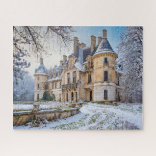 Fantasie verlaten Frans Chateau in de winter Legpuzzel