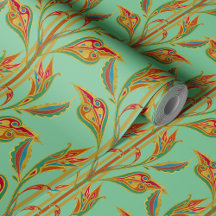 Fantasie wijnstok van goud, rood, groen, bladeren