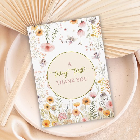 Fantasie wilde bloem fee eerste bedankkaart