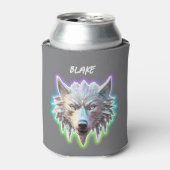 Fantasie Witte Wolf Hoofd Blikjeskoeler (Blikje Voorkant)