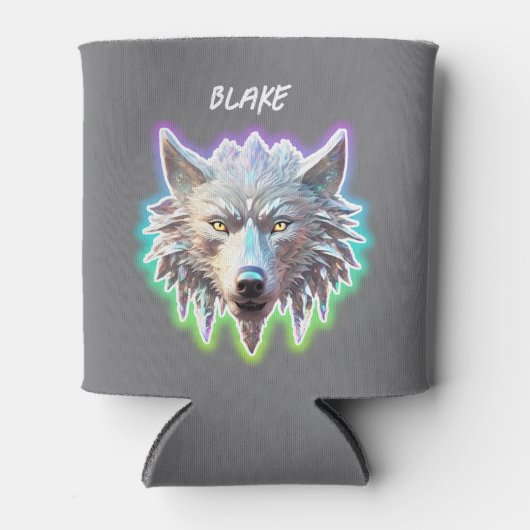 Fantasie Witte Wolf Hoofd Blikjeskoeler (Voorkant)