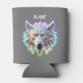 Fantasie Witte Wolf Hoofd Blikjeskoeler (Achterkant)