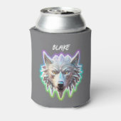 Fantasie Witte Wolf Hoofd Blikjeskoeler (Blikje Achterkant)