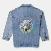 Fantasie Witte Wolf Hoofd Denim Jacket (Achterkant)