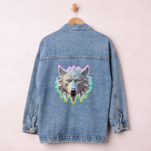 Fantasie Witte Wolf Hoofd Denim Jacket (Hangar)
