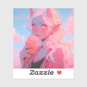 Fantasie Zacht Roze IJs Anime Girl Sticker