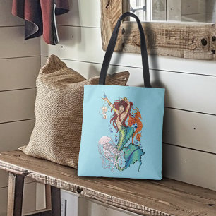 Fantasie Zeemeermin Blauwgroen Staart Draagtas