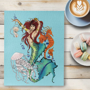 Fantasie Zeemeermin Blauwgroen Staart Legpuzzel