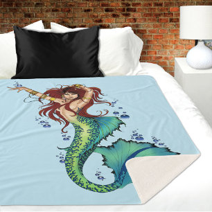 Fantasie Zeemeermin Blauwgroen Staart Sherpa Deken