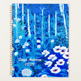 Fantasiebos met bloemen en vogels planner