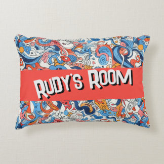 Fantasiën Kleurrijke Doodle met naam, Accent Kussen