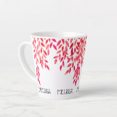 Fantasienaam en voorgevulde warmroze lederwijnstok latte mok (Linkerhoek)