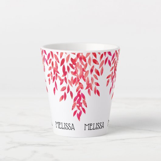 Fantasienaam en voorgevulde warmroze lederwijnstok latte mok (Voorkant)