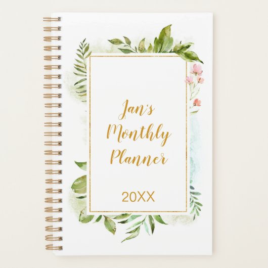 Fantasienaam Gold Pink Geometric Floral Personal Planner (Voorkant)