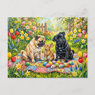 Fantasierijke illustratie van paasmopshond briefkaart
