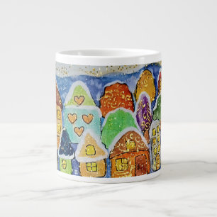 Fantasierijke Winterdorp Folk Art Kerstcadeau Extra Grote Beker