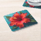 Fantasierood Hibiscus Kartonnen Onderzetters (Gebogen)