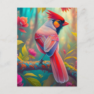 Fantasiest Vogel Mannelijke Kardinaal Briefkaart