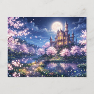 Fantasiestad en kasteel briefkaart