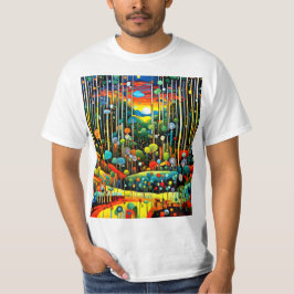 Fantasiestforest bij zonsondergang t-shirt