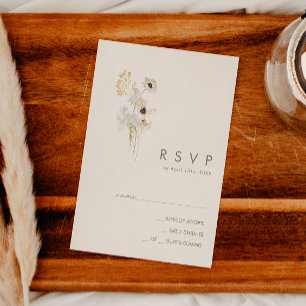 Fantasievol boeket wilde bloemen Antwoordkaart i RSVP Kaartje