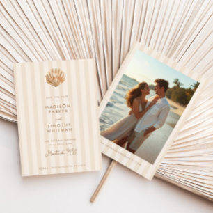 Fantasievol Schelp Monogram Kust Bruiloft Save The Date