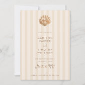 Fantasievol Schelp Monogram Kust Bruiloft Save The Date (Voorkant)