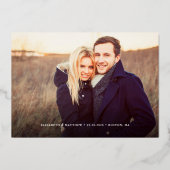 Fantasievol script foto huwelijksaankondiging folie uitnodiging (Voorkant)