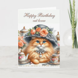 Fantasievol Uitgedoste Kattenliefhebbers Verjaarda Feestdagen Kaart