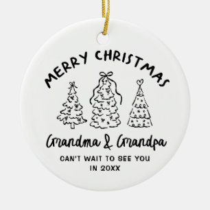 Fantasievolle Aankondiging Zwangerschap Grootouder Keramisch Ornament