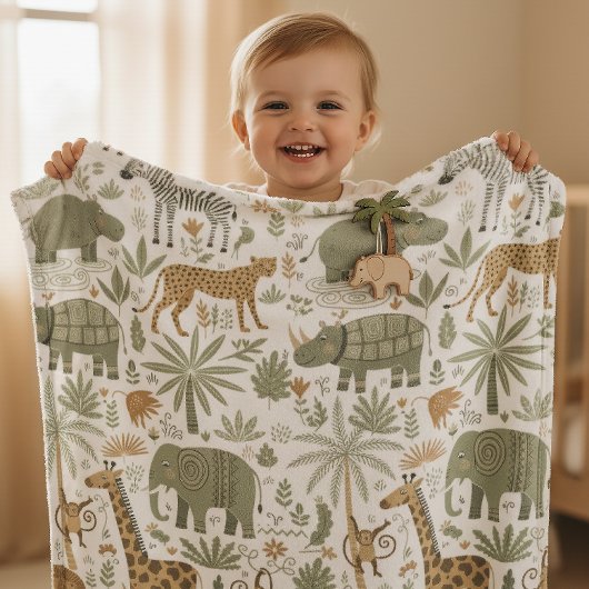 Fantasievolle Afrikaanse Dieren Patroon ID1263 Fleece Deken