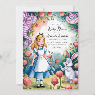Fantasievolle Alice in Wonderland Baby Shower Kaart