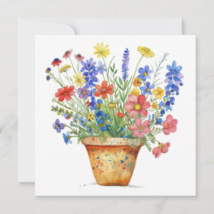 Fantasievolle Bloemen in Pot Denk Aan Jou Opbeuren Kaart