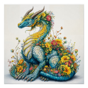 Fantasievolle Bloemendragonekunst Perfect Poster