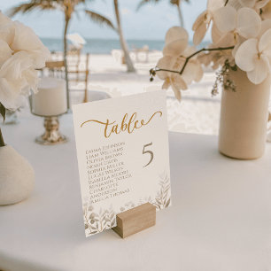 Fantasievolle Bloemtypografie Huwelijk Tafelkaartj Kaart
