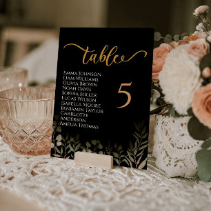 Fantasievolle Bloemtypografie Huwelijks Tafelkaart Kaart