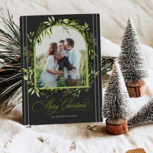 Fantasievolle botanische kerstvakantie fotokaarten feestdagenkaart