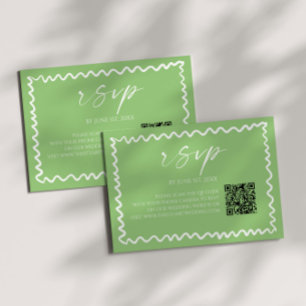 Fantasievolle Citrus Groen QR Code Huwelijk RSVP Kaartje