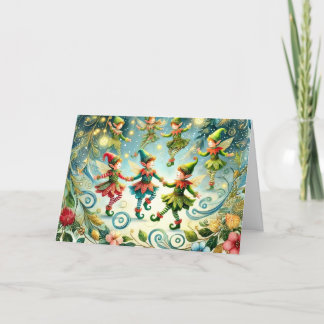 Fantasievolle Dansende Elfen Feestdagen Kaart