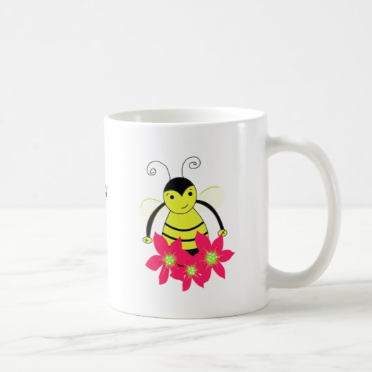Fantasievolle drukke bij met bloemen koffiemok (Rechts)