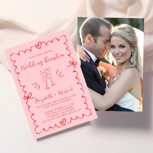 Fantasievolle foto bruiloftsreceptie kaart